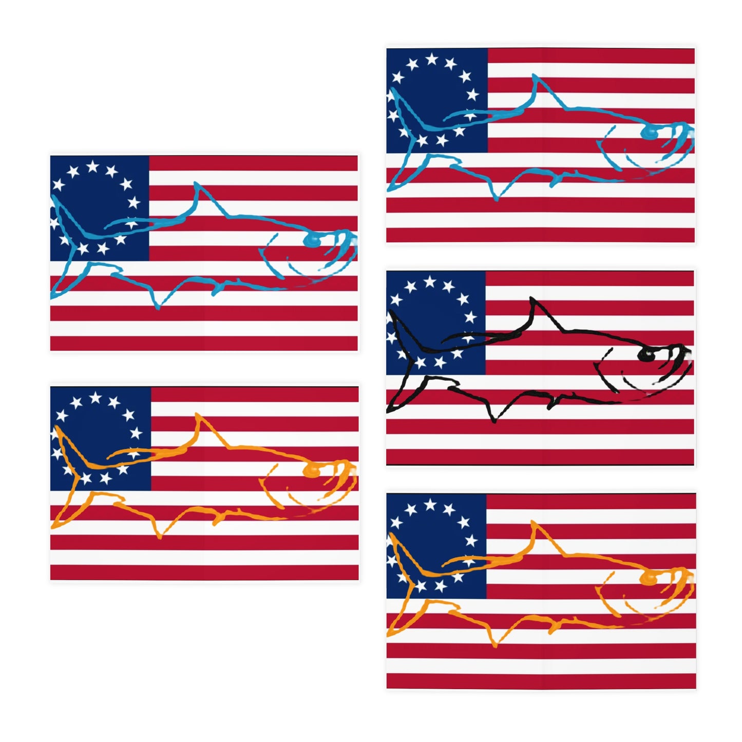 Independence Day Tarpon Party Cards - Blank(5-Pack)